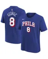Nike Big Boys And Girls Paul George Royal Philadelphia 76ers Icon Name Number T-shirt
