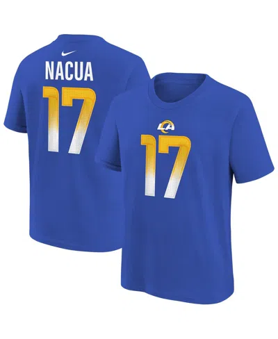 NIKE BIG BOYS AND GIRLS PUKA NACUA ROYAL LOS ANGELES RAMS PLAYER NAME NUMBER T-SHIRT