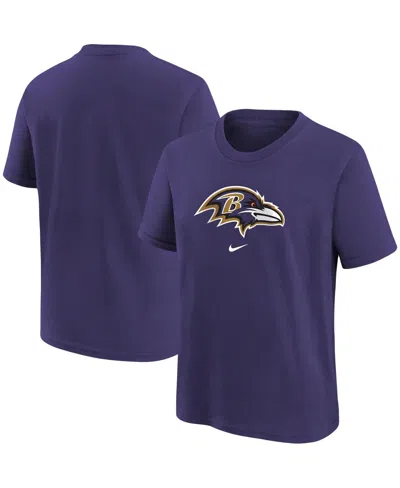 Nike Kids' Big Boys And Girls Purple Baltimore Ravens Logo T-shirt