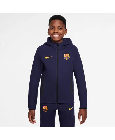 Nike Kids' Big Boys And Girls Purple Barcelona 2025/26 Tech Fleece Full-zip Hoodie In Blue
