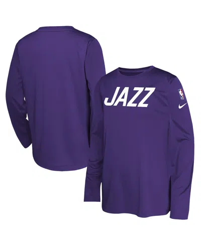 Nike Kids' Big Boys And Girls Purple Utah Jazz 2024/25 City Edition Pregame Performance Long Sleeve Shooting T-