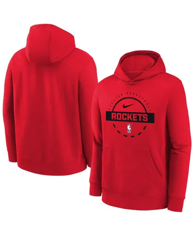 Nike Kids' Big Boys And Girls Red Houston Rockets 2025/26 Club Fleece Practice Hoodie