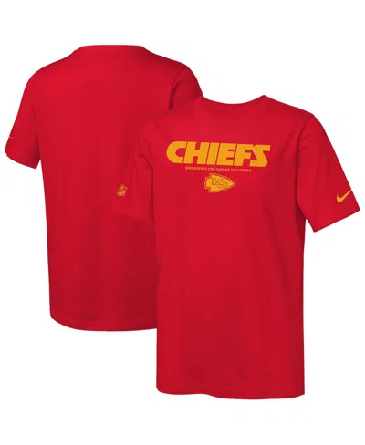 Nike Kids' Big Boys And Girls Red Kansas City Chiefs Sideline Team Issue T-shirt