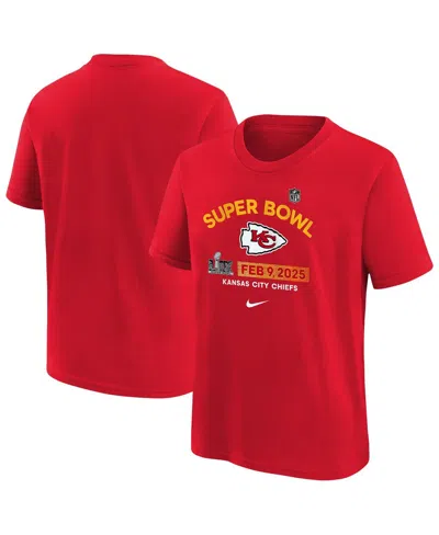 Nike Kids' Big Boys And Girls Red Kansas City Chiefs Super Bowl Lix Authentic T-shirt