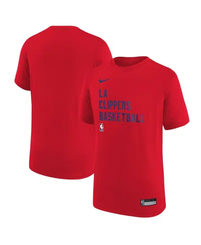 Nike Big Boys And Girls Red La Clippers Essential Practice T-shirt In Burgundy
