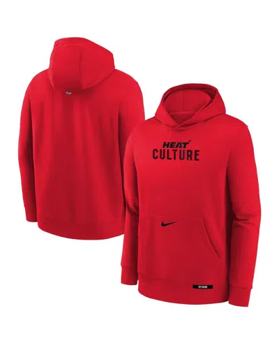 Nike Kids' Big Boys And Girls Red Miami Heat 2024/25 City Edition Club Fleece Pullover Hoodie
