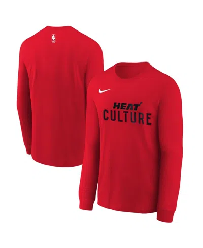 Nike Kids' Big Boys And Girls Red Miami Heat 2024/25 City Edition Wordmark Performance Long Sleeve T-shirt