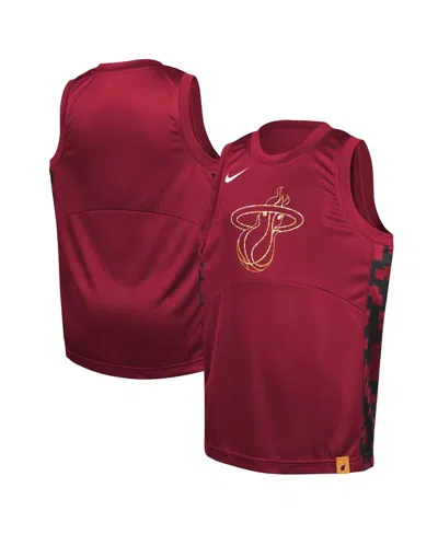 Nike Kids' Big Boys And Girls Red Miami Heat Courtside Starting Five Team Jersey