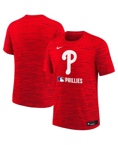 Nike Kids' Big Boys And Girls Red Philadelphia Phillies Authentic Collection Velocity Performance T-shirt