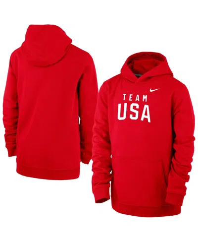 Nike Kids' Big Boys And Girls Red Primary Club Fleece Hoodie