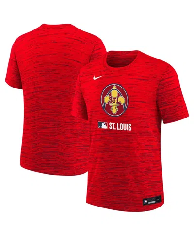 Nike Kids' Big Boys And Girls Red St. Louis Cardinals Authentic Collection City Connect Velocity Performance T-