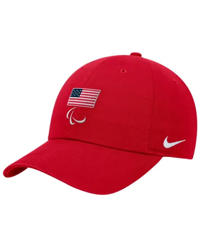 Nike Kids' Big Boys And Girls Red U.s. Paralympics Crest Logo Club Adjustable Hat