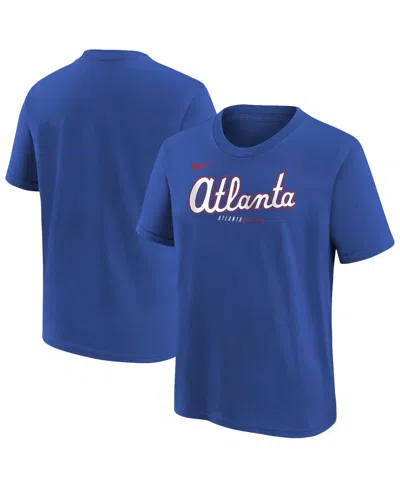 Nike Big Boys And Girls Royal Atlanta Braves 2026 City Connect Wordmark T-shirt In Blue