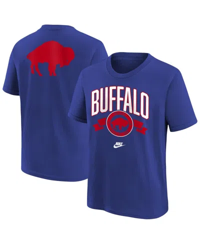 Nike Kids' Big Boys And Girls Royal Buffalo Bills Rewind Front Back Essential T-shirt In Blue