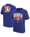 Nike Big Boys And Girls Royal Denver Broncos Rewind Front Back Essential T-shirt In Blue
