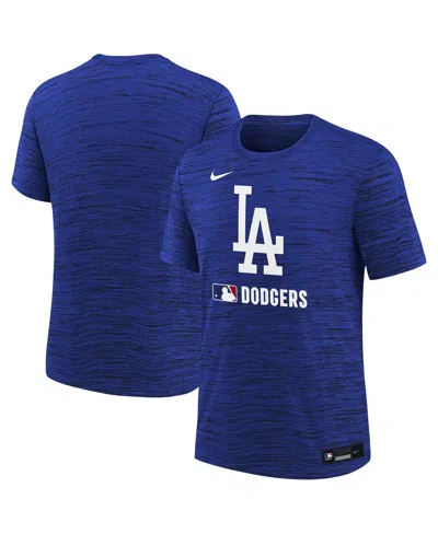 Nike Kids' Big Boys And Girls Royal Los Angeles Dodgers Authentic Collection Velocity Performance T-shirt