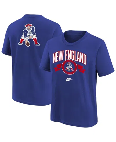 Nike Kids' Big Boys And Girls Royal New England Patriots Rewind Front Back Essential T-shirt In Green