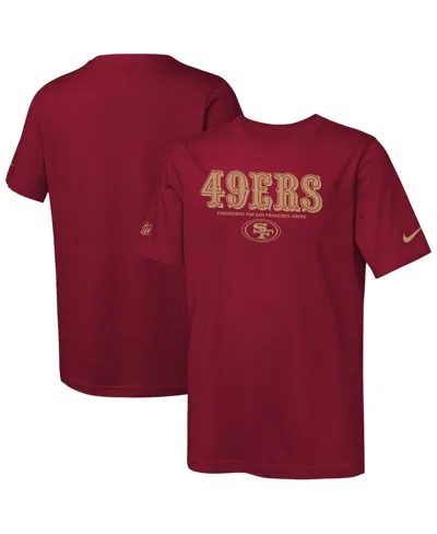 Nike Kids' Big Boys And Girls Scarlet San Francisco 49ers Sideline Team Issue T-shirt In Red