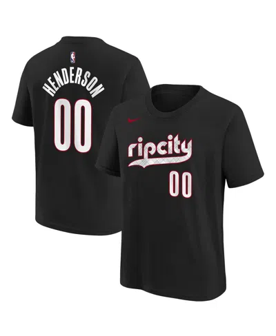 Nike Kids' Big Boys And Girls Scoot Henderson Black Portland Trail Blazers 2024/25 City Edition Name Number T-s