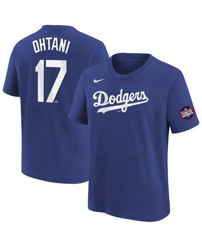 NIKE BIG BOYS AND GIRLS SHOHEI OHTANI ROYAL LOS ANGELES DODGERS 2025 MLB WORLD TOUR: TOKYO SERIES NAME NU