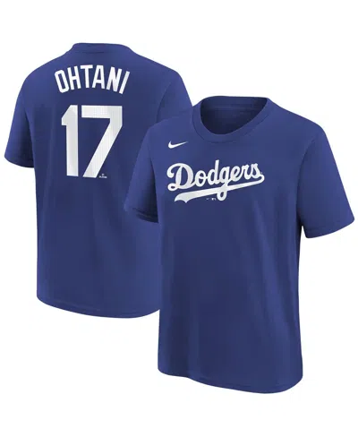 Nike Kids' Big Boys And Girls Shohei Ohtani Royal Los Angeles Dodgers Name Number T-shirt