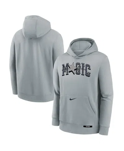 Nike Kids' Big Boys And Girls Silver Orlando Magic 2024/25 City Edition Club Fleece Pullover Hoodie
