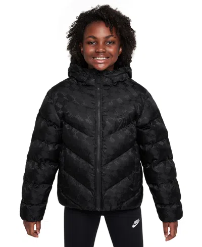 Nike Kids' Big Boys And Girls Sportswear All Day Play Loose-fit Puffer Jacket In Black