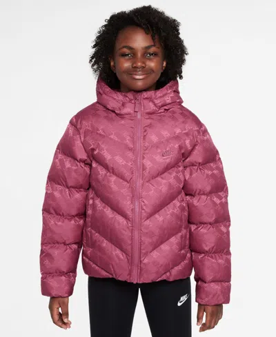 Nike Kids' Big Boys And Girls Sportswear All Day Play Loose-fit Puffer Jacket In Pink