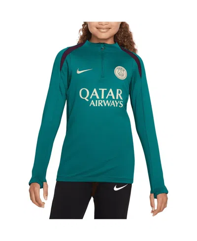 Nike Big Boys And Girls Teal Paris Saint-germain 2024/25 Strike Drill Quarter-zip Long Sleeve Performance