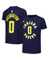 Nike Big Boys And Girls Tyrese Haliburton Navy Indiana Pacers Icon Edition Name Number T-shirt In Nbocollege