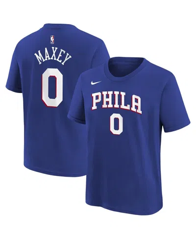 Nike Big Boys And Girls Tyrese Maxey Royal Philadelphia 76ers Icon Name Number T-shirt