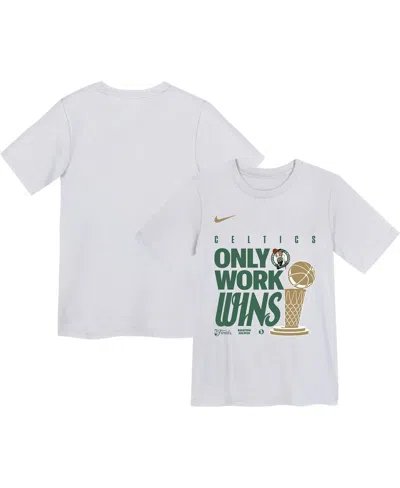 Nike Kids' Big Boys And Girls White Boston Celtics 2024 Nba Finals Champions Celebration Parade T-shirt
