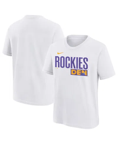 Nike Kids' Big Boys And Girls White Colorado Rockies 2025 City Connect Wordmark T-shirt