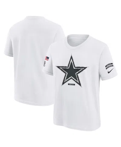 Nike Big Boys And Girls White Dallas Cowboys 2024 Salute To Service T-shirt