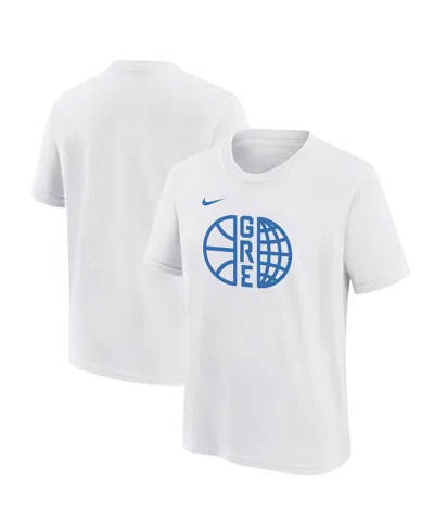 Nike Kids' Big Boys And Girls White Greece Basketball Authentic Legend Performance T-shirt