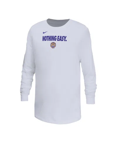 Nike Kids' Big Boys And Girls White Lsu Tigers 2025 Legend Bench Long Sleeve T-shirt