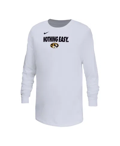 Nike Kids' Big Boys And Girls White Missouri Tigers 2025 Legend Bench Long Sleeve T-shirt