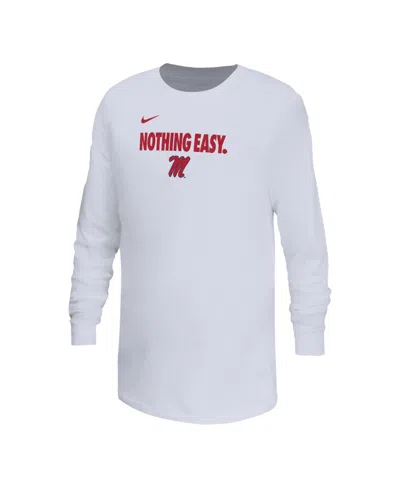 Nike Kids' Big Boys And Girls White Ole Miss Rebels 2025 Legend Bench Long Sleeve T-shirt