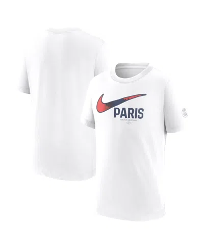 Nike Kids' Big Boys And Girls White Paris Saint-germain Swoosh T-shirt