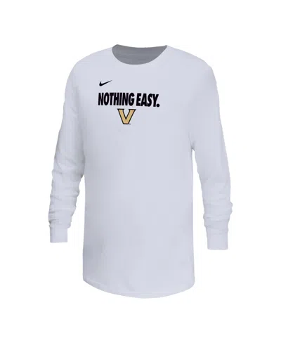 NIKE BIG BOYS AND GIRLS WHITE VANDERBILT COMMODORES 2025 LEGEND BENCH LONG SLEEVE T-SHIRT