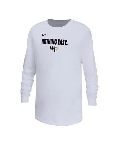 Nike Kids' Big Boys And Girls White Wake Forest Demon Deacons 2025 Legend Bench Long Sleeve T-shirt