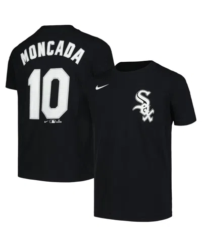Nike Kids' Big Boys And Girls Yoan Moncada Black Chicago White Sox Home Player Name Number T-shirt