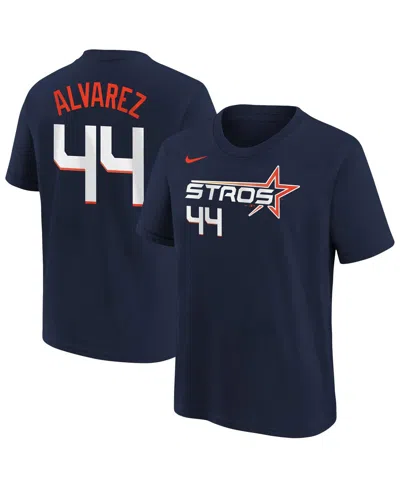 Nike Kids' Big Boys And Girls Yordan Alvarez Navy Houston Astros Fuse City Connect Name Number T-shirt In Blue
