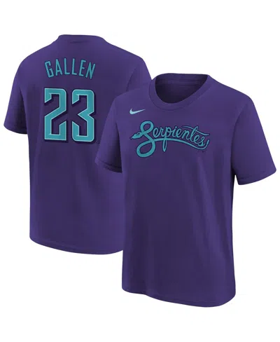 Nike Kids' Big Boys And Girls Zac Gallen Purple Arizona Diamondbacks Fuse City Connect Name Number T-shirt