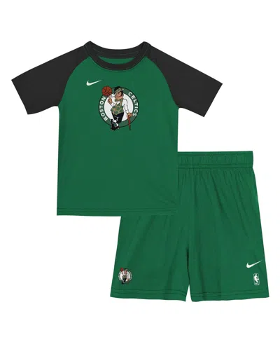 Nike Kids' Big Boys And Girlsâ 2-piece Kelly Green Boston Celtics Practice T-shirt And Shorts Set