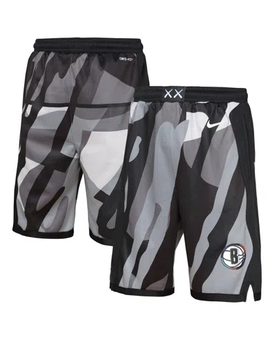 Nike Kids' Big Boys And Girlsâ Black Brooklyn Nets 2024/25 City Edition Swingman Performance Shorts