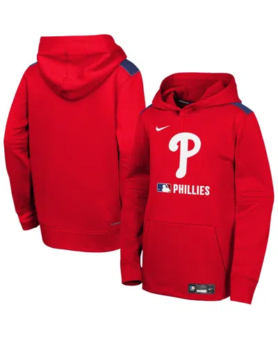 Nike Kids' Big Boys And Girls Red Philadelphia Phillies Authentic Collection Performance Pullover Hoodie