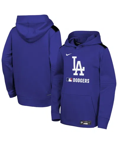 Nike Kids' Big Boys And Girls Royal Los Angeles Dodgers Authentic Collection Performance Pullover Hoodie