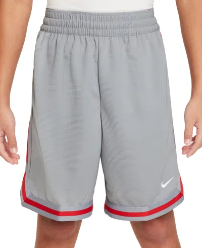 Nike Kids' Big Boys Dri-fit Dna Basketball Shorts In Wolf Grey,white