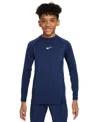 Nike Pro Big Kids' (boys') Dri-fit Long-sleeve Top In Midnight Navy,white